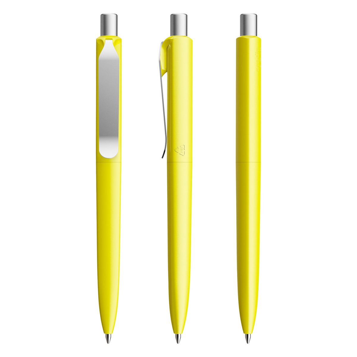 prodir DS8 Druckkugelschreiber matt mit Metallclip – Zitronengelb / Silber satiniert M07-S70 S