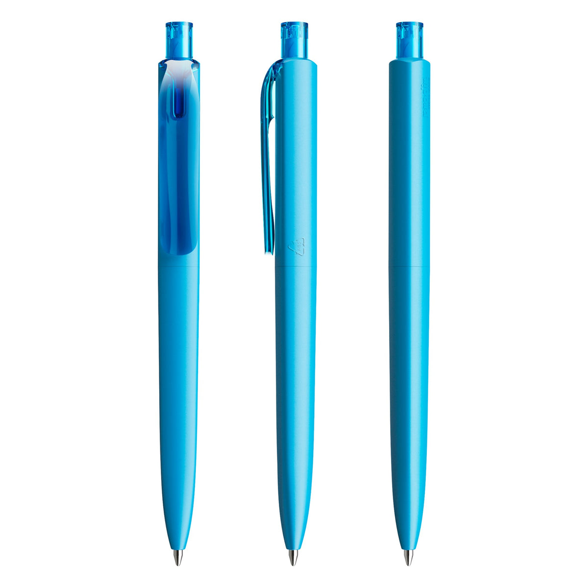 prodir DS8 Druckkugelschreiber matt mit transparentem Clip – Cyanblau M58