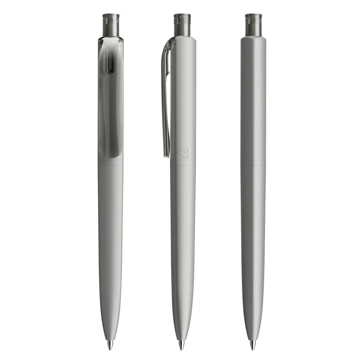 prodir DS8 Druckkugelschreiber matt mit transparentem Clip – Delfingrau M70