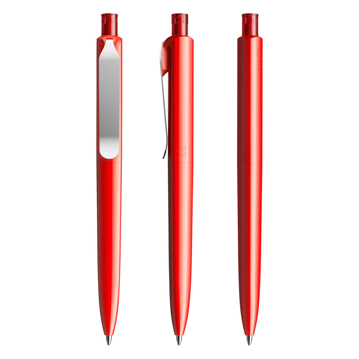 prodir DS8 Druckkugelschreiber poliert mit Metallclip – Rot / Silber P20-S70