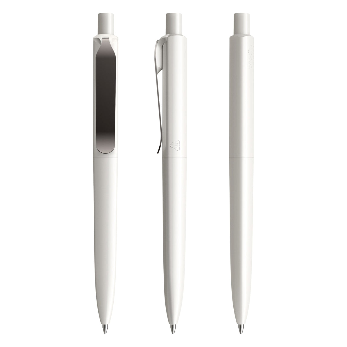 prodir DS8 Druckkugelschreiber poliert mit Metallclip – Weiß / Graphit P02-S75