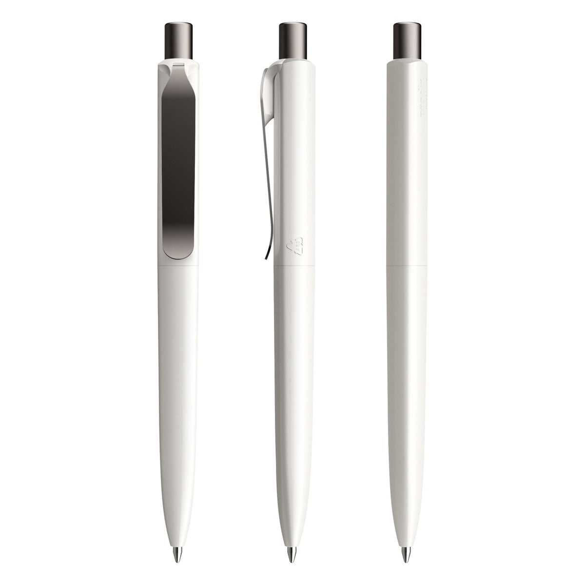 prodir DS8 Druckkugelschreiber poliert mit Metallclip – Weiß / Graphit satiniert P02-S75 S