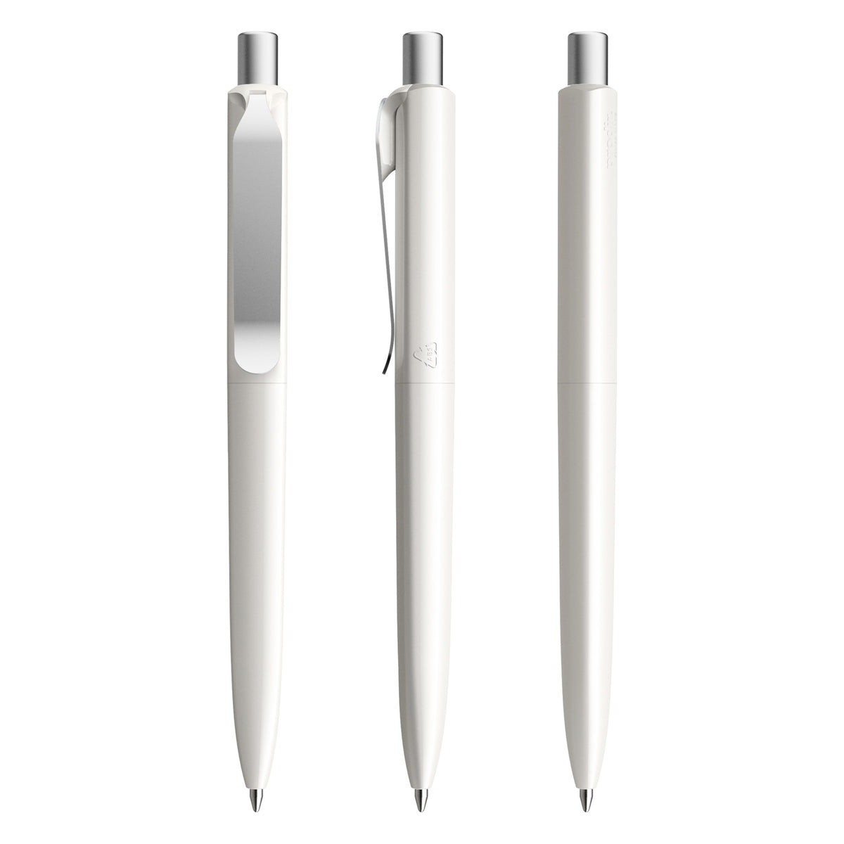 prodir DS8 Druckkugelschreiber poliert mit Metallclip – Weiß / Silber satiniert P02-S70 S