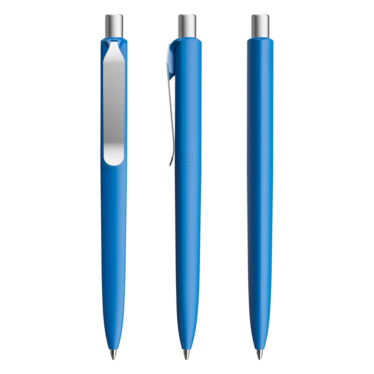 prodir DS8 Druckkugelschreiber Soft Touch mit Metallclip – Atlantikblau / Silber satiniert R54-S70 S