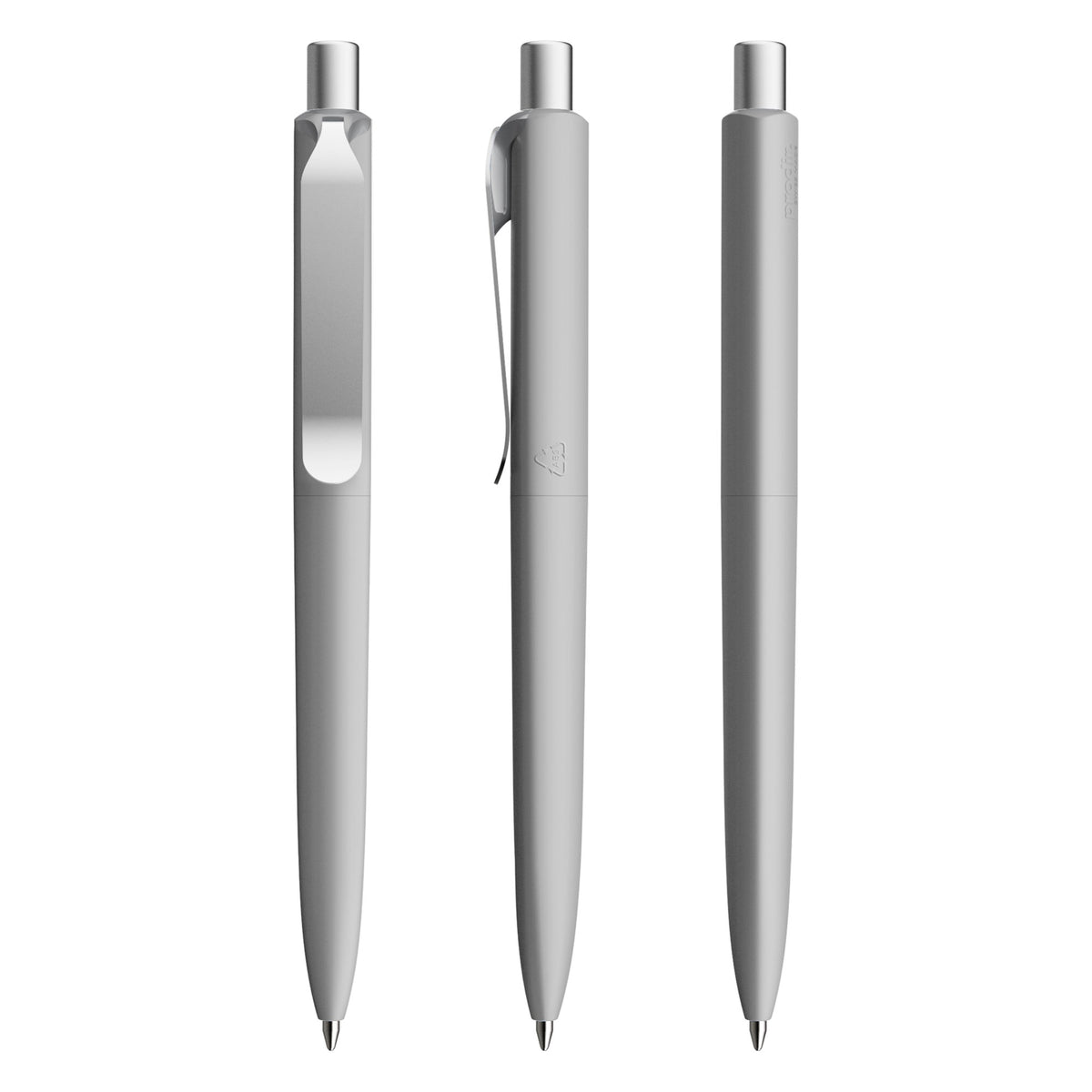 prodir DS8 Druckkugelschreiber Soft Touch mit Metallclip – Delfingrau / Silber satiniert R70-S70 S