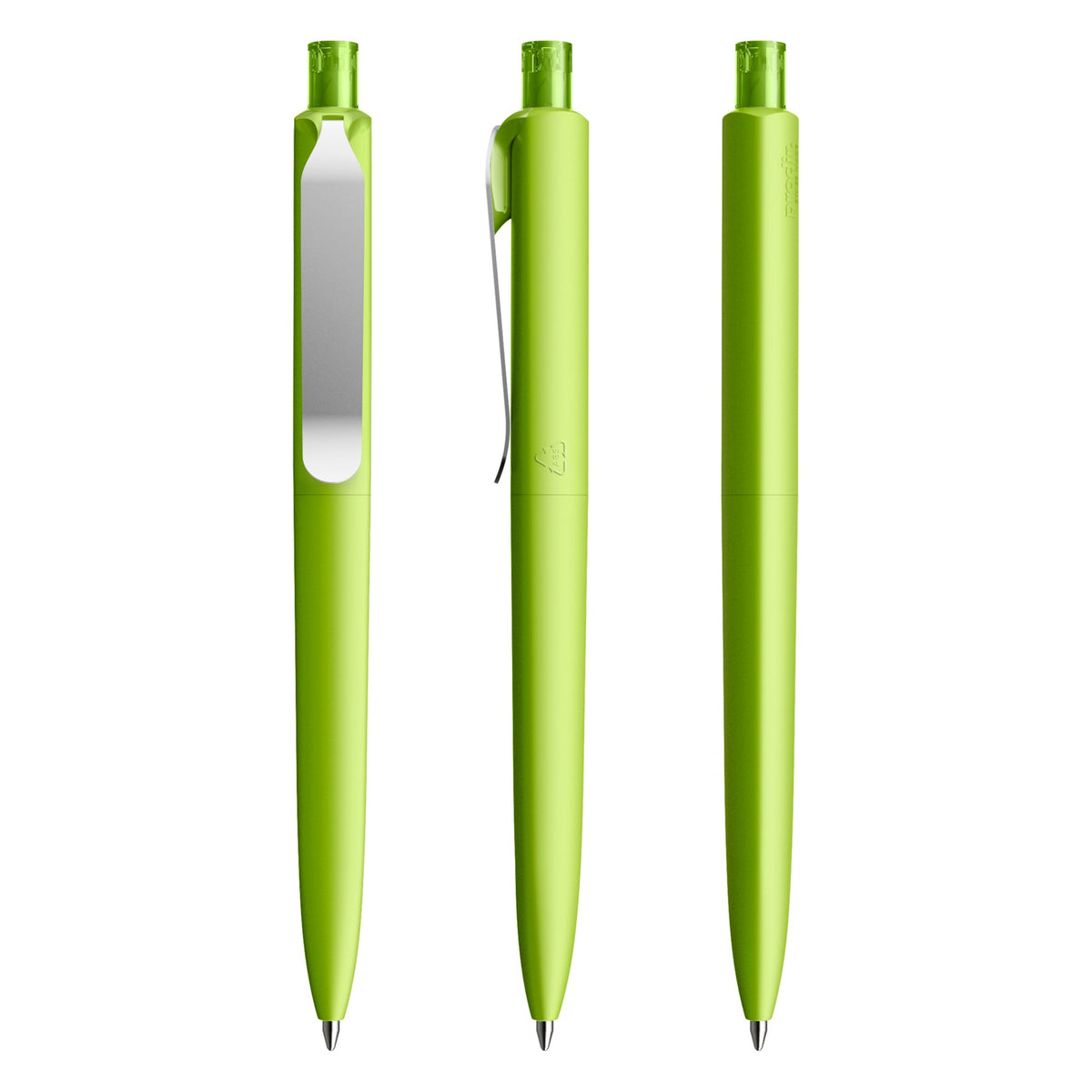 prodir DS8 Druckkugelschreiber Soft Touch mit Metallclip – Limettengrün / Silber R48-S70
