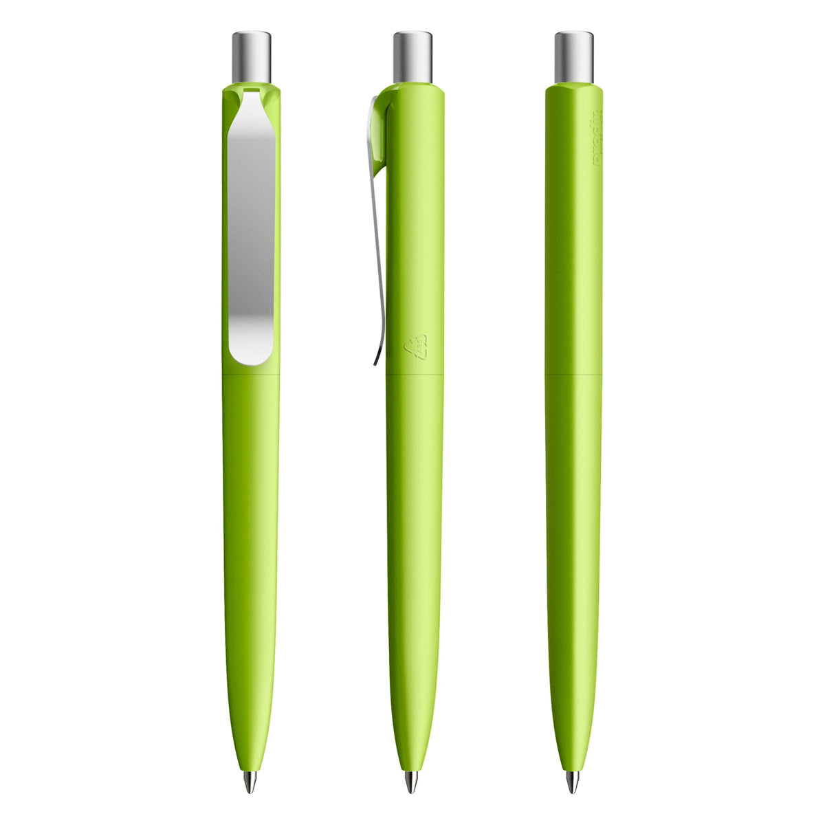 prodir DS8 Druckkugelschreiber Soft Touch mit Metallclip – Limettengrün / Silber satiniert R48-S70 S