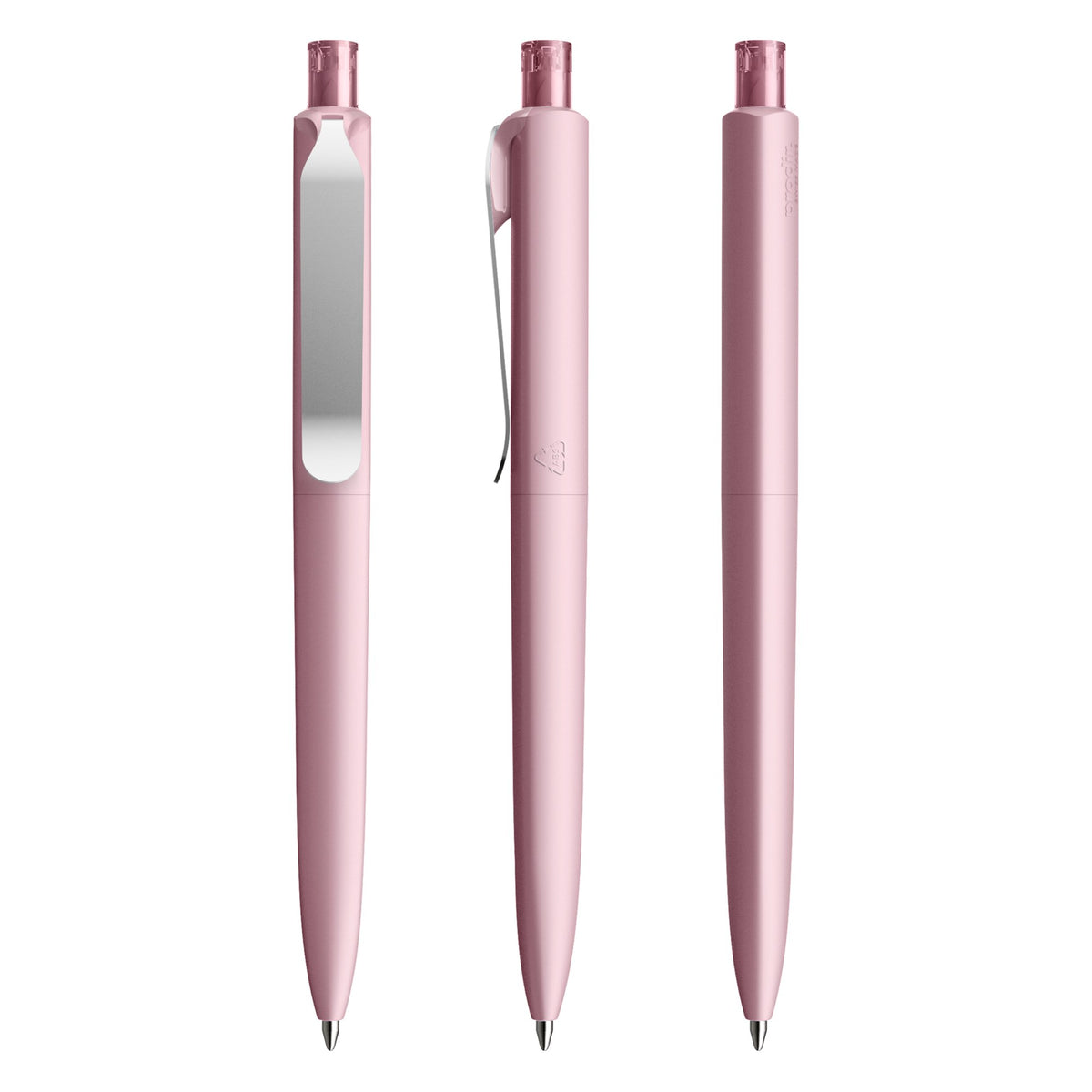 prodir DS8 Druckkugelschreiber Soft Touch mit Metallclip – Rosé / Silber R28-S70