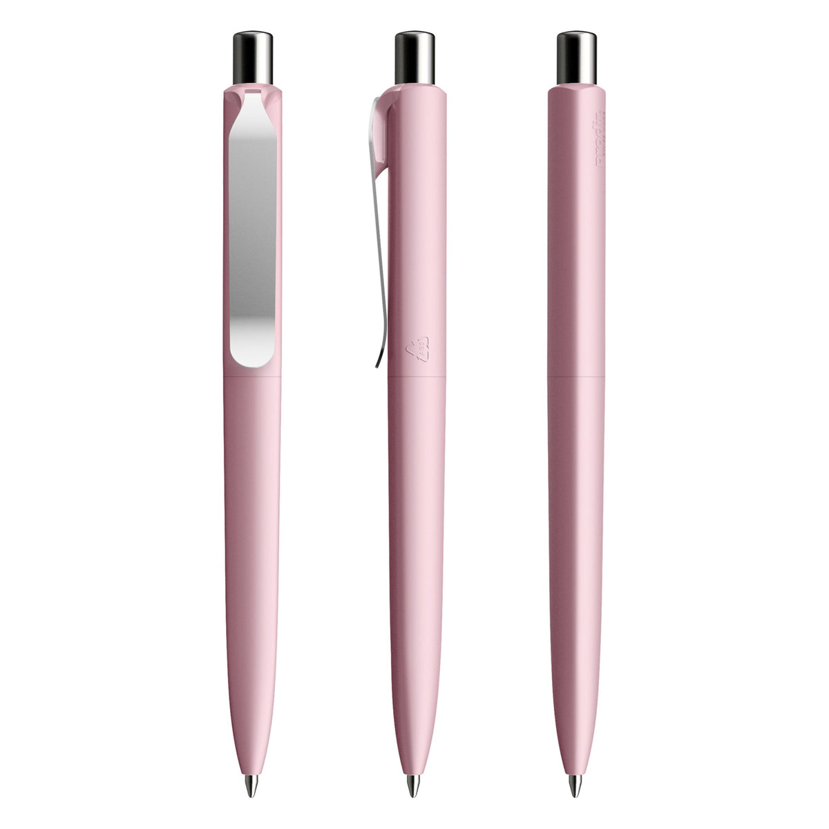 prodir DS8 Druckkugelschreiber Soft Touch mit Metallclip – Rosé / Silber verchromt R28-S70 C