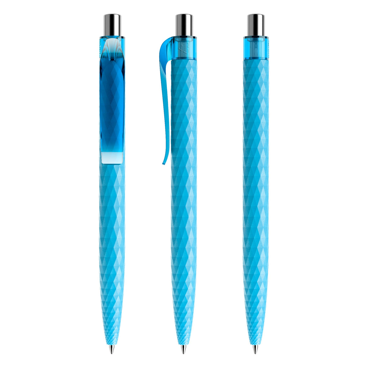 prodir QS01 Druckkugelschreiber matt mit Kunststoffclip – Cyanblau / Silber verchromt M58 C