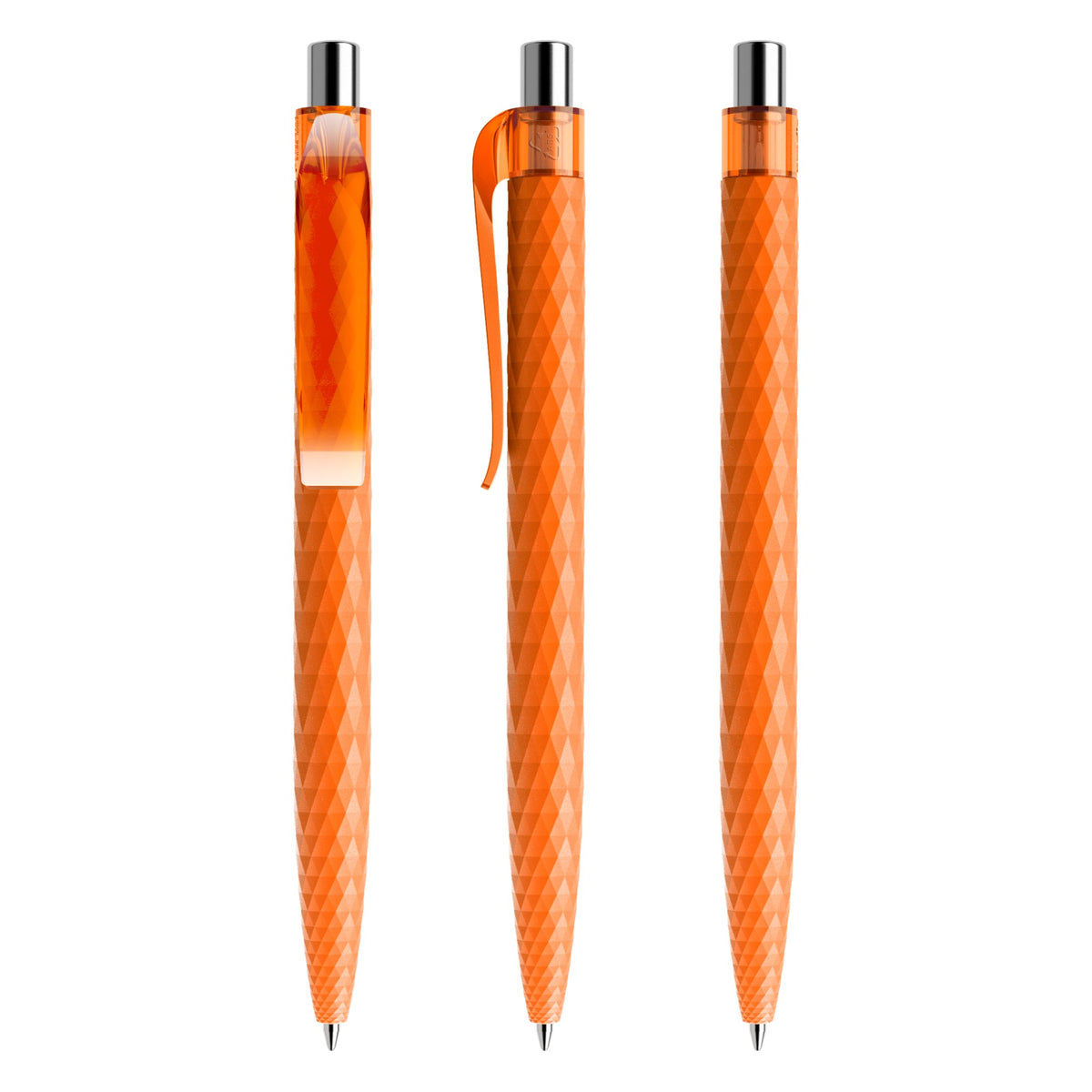 prodir QS01 Druckkugelschreiber matt mit Kunststoffclip – Orange / Silber verchromt M10 C