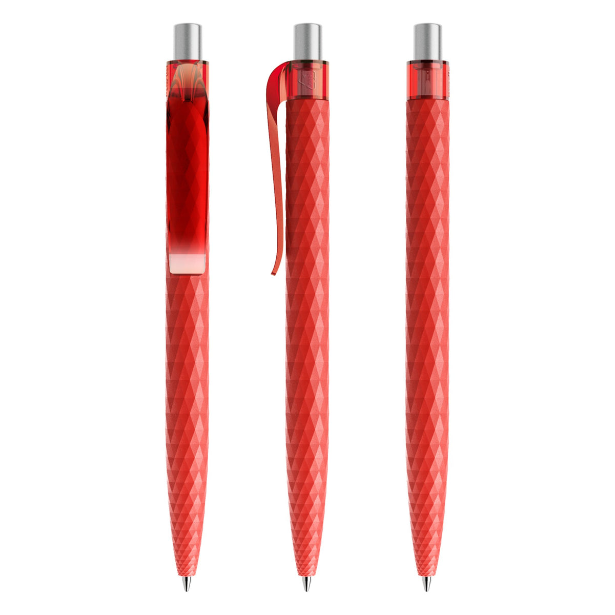 prodir QS01 Druckkugelschreiber matt mit Kunststoffclip – Rot / Silber satiniert M20 S
