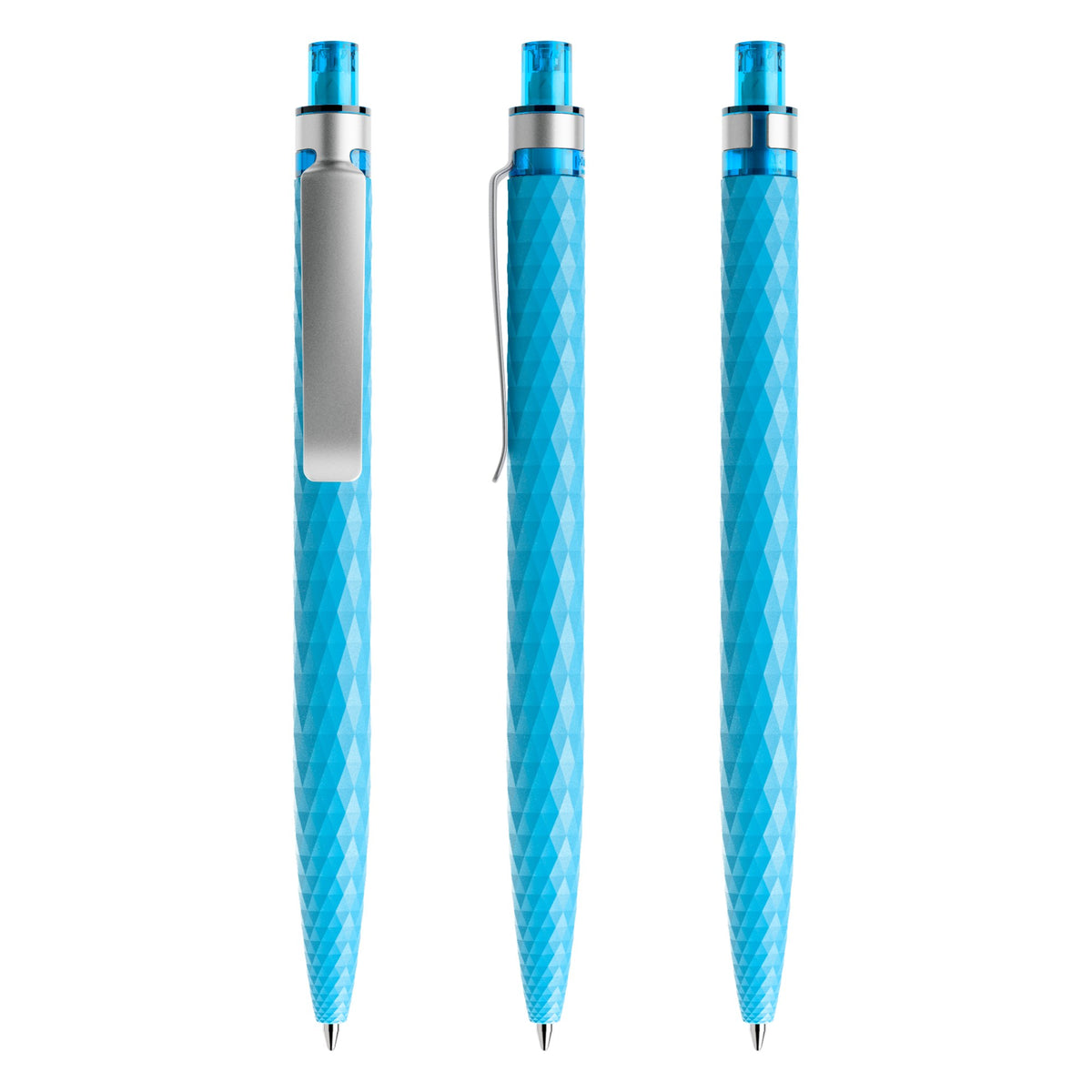 prodir QS01 Druckkugelschreiber matt mit Metallclip – Cyanblau / Silber M58-S70