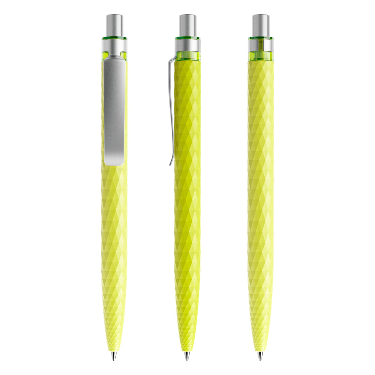 prodir QS01 Druckkugelschreiber matt mit Metallclip – Gelbgrün / Silber satiniert M66-S70 S