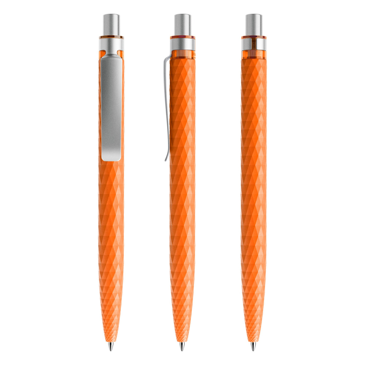 prodir QS01 Druckkugelschreiber matt mit Metallclip – Orange / Silber satiniert M10-S70 S