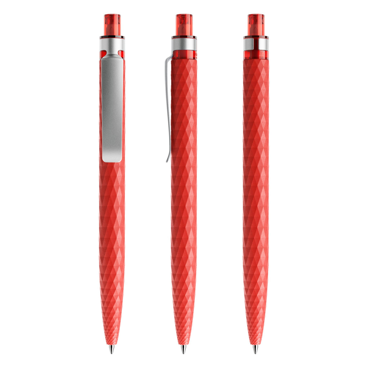 prodir QS01 Druckkugelschreiber matt mit Metallclip – Rot / Silber M20-S70