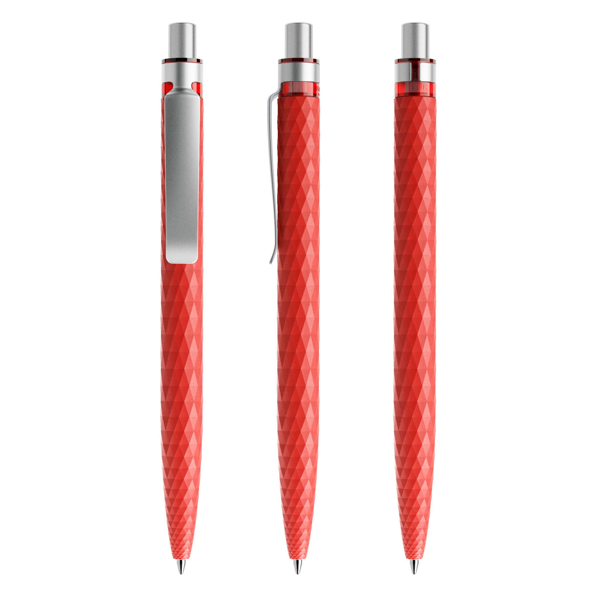 prodir QS01 Druckkugelschreiber matt mit Metallclip – Rot / Silber satiniert M20-S70 S