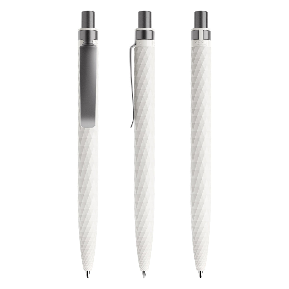 prodir QS01 Druckkugelschreiber matt mit Metallclip – Weiß / Graphit satiniert M02-S75 S