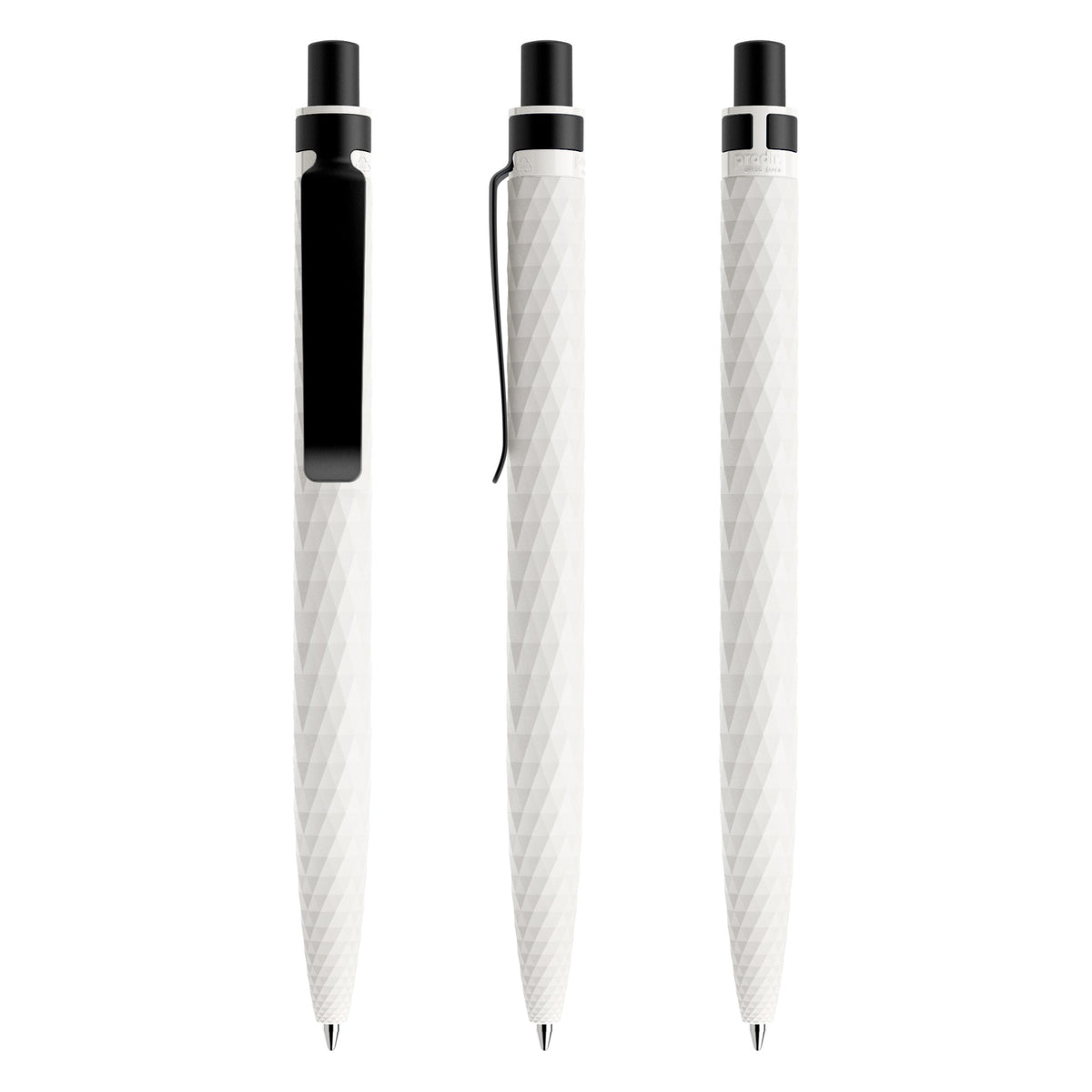 prodir QS01 Druckkugelschreiber matt mit Metallclip – Weiß / Schwarz satiniert M02-S80 S