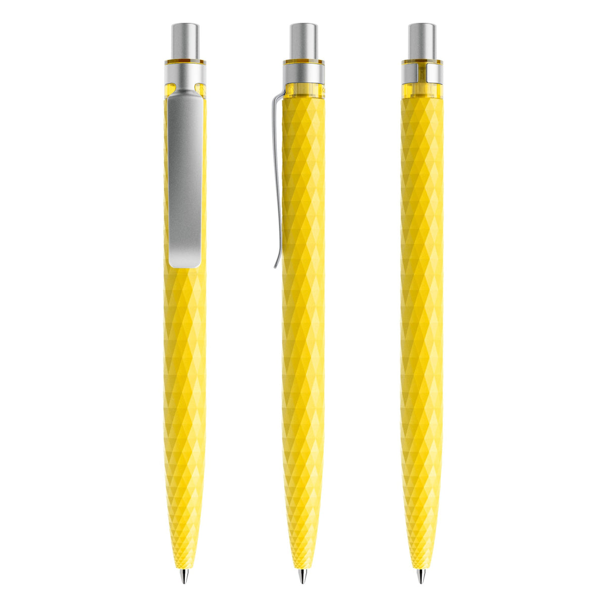 prodir QS01 Druckkugelschreiber matt mit Metallclip – Zitronengelb / Silber satiniert M07-S70 S