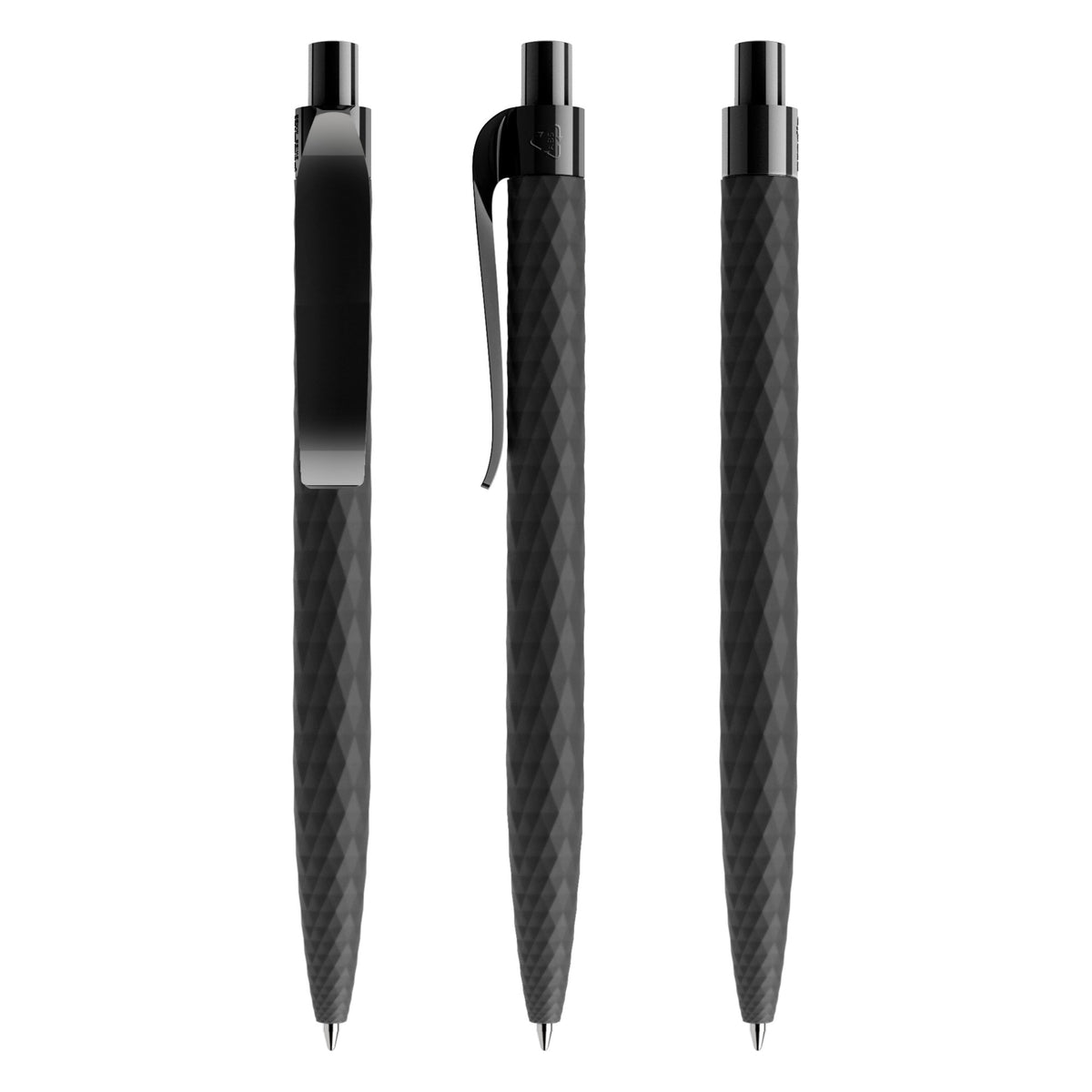 prodir QS01 Druckkugelschreiber Soft Touch mit Kunststoffclip – Schwarz R75