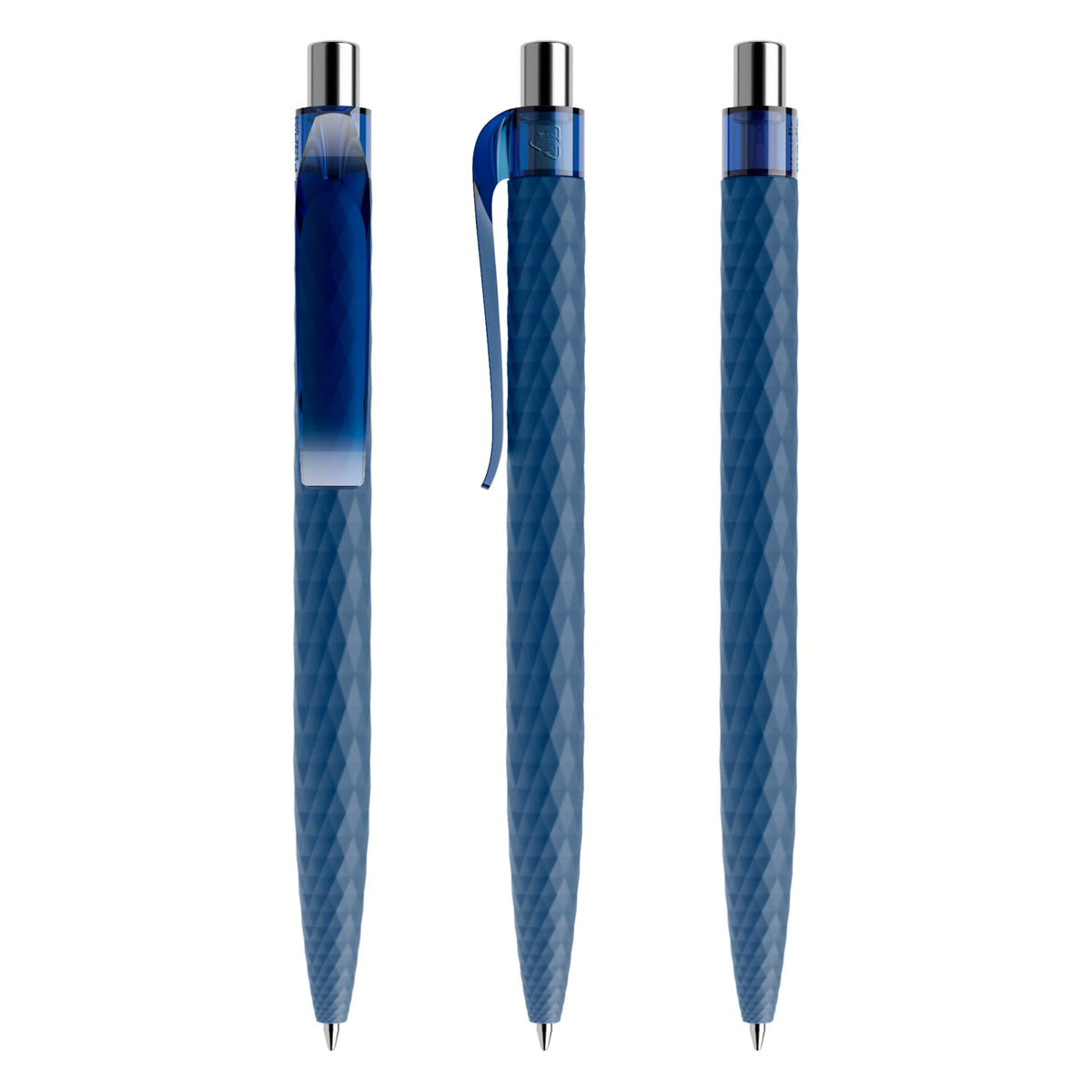 prodir QS01 Druckkugelschreiber Soft Touch mit Kunststoffclip – Sodalithblau / Silber verchromt R62 C