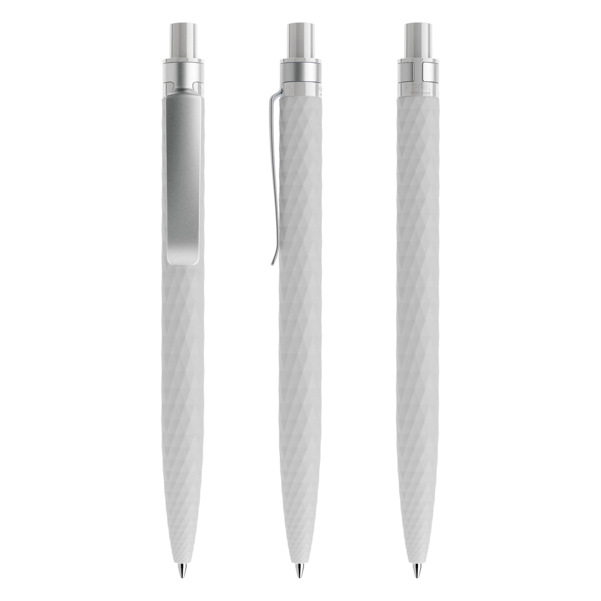 prodir QS01 Druckkugelschreiber Soft Touch mit Metallclip – Betongrau / Silber R77-S70