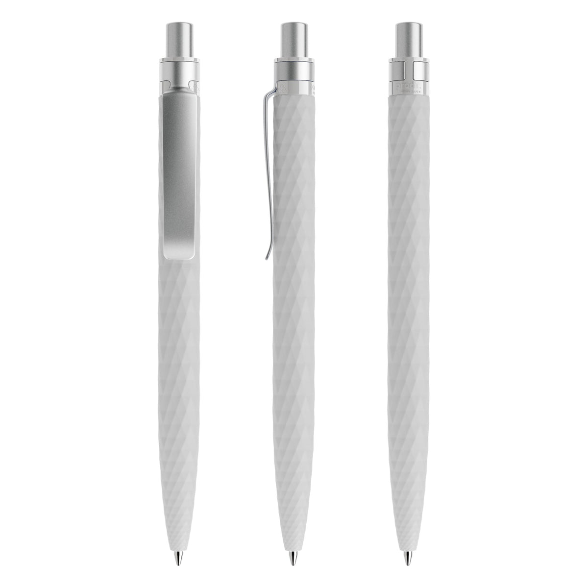 prodir QS01 Druckkugelschreiber Soft Touch mit Metallclip – Betongrau / Silber satiniert R77-S70 S