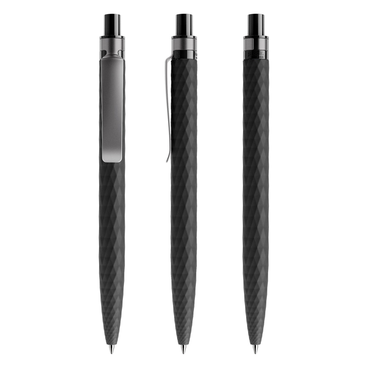 prodir QS01 Druckkugelschreiber Soft Touch mit Metallclip – Schwarz / Graphit R75-S75