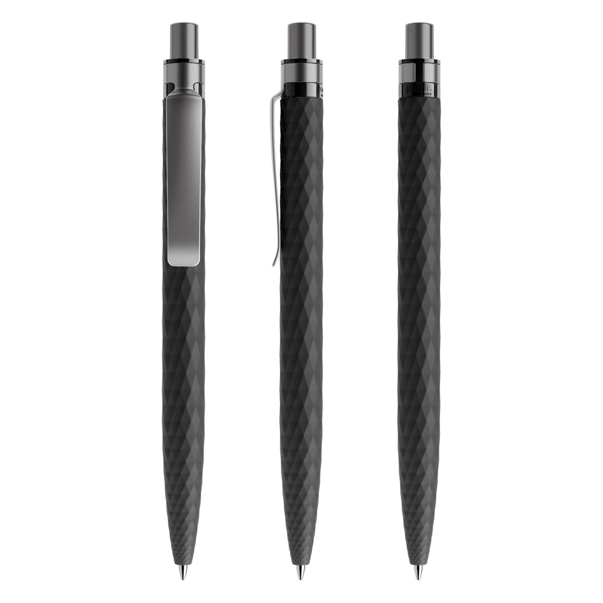 prodir QS01 Druckkugelschreiber Soft Touch mit Metallclip – Schwarz / Graphit satiniert R75-S75 S