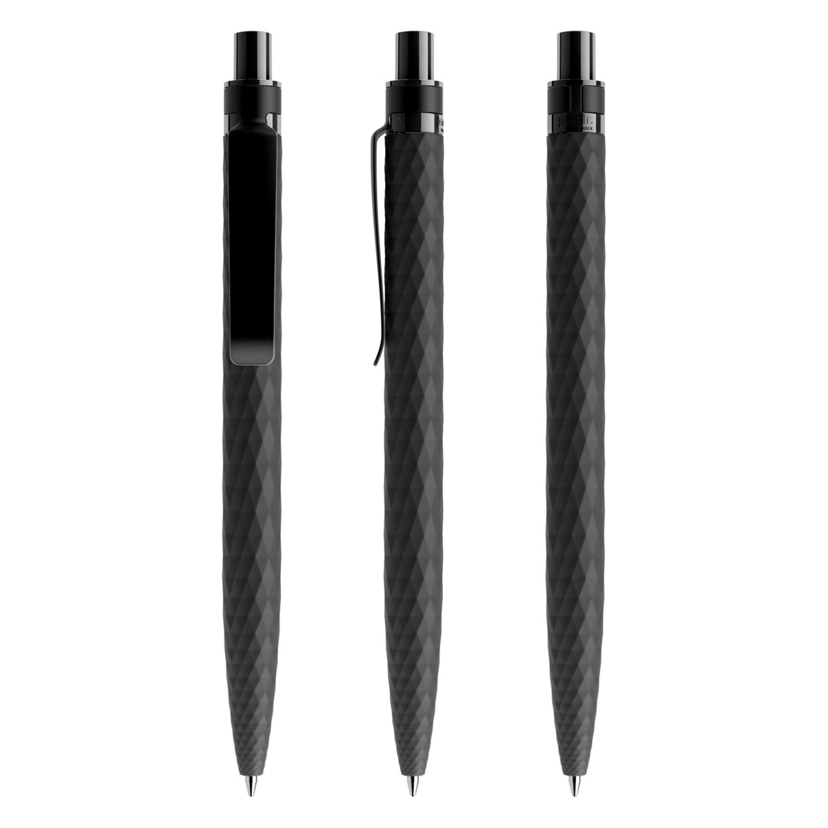 prodir QS01 Druckkugelschreiber Soft Touch mit Metallclip – Schwarz / Schwarz R75-S80