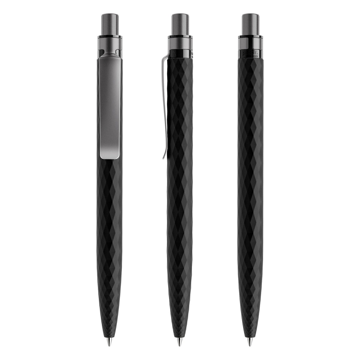 prodir QS01 Stone Druckkugelschreiber mit Metallclip – Carbonschwarz / Graphit satiniert Q80-S75 S
