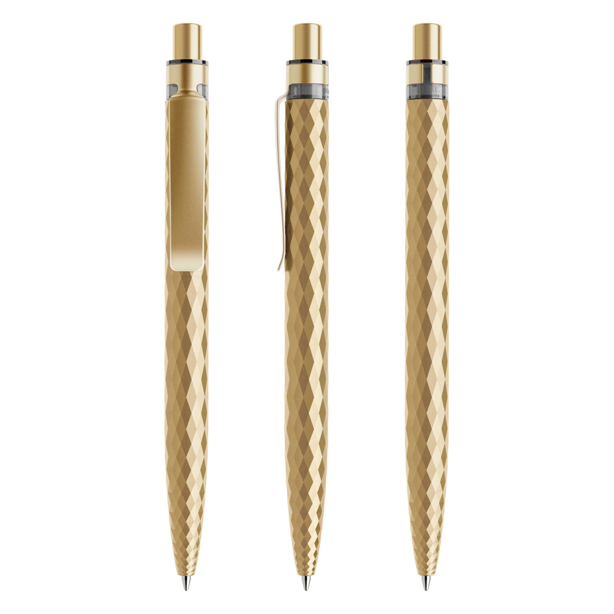 prodir QS01 Stone Druckkugelschreiber mit Metallclip – Gold / Gold satiniert Q13-S13 S