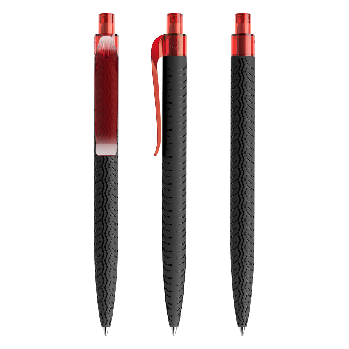 prodir QS03 Druckkugelschreiber Reifenprofil matt – Schwarz / Rot M75-T20