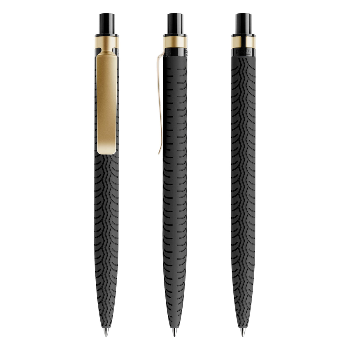 prodir QS03 Soft Touch Druckkugelschreiber mit Metallclip – Schwarz / Gold R75-S13
