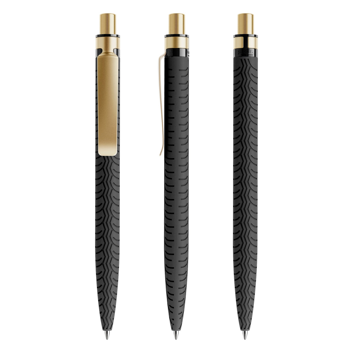 prodir QS03 Soft Touch Druckkugelschreiber mit Metallclip – Schwarz / Gold satiniert R75-S13 S