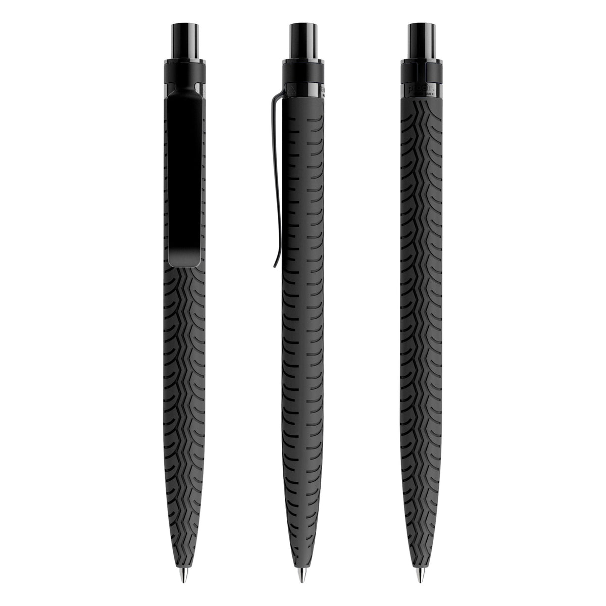 prodir QS03 Soft Touch Druckkugelschreiber mit Metallclip – Schwarz / Schwarz R75-S80