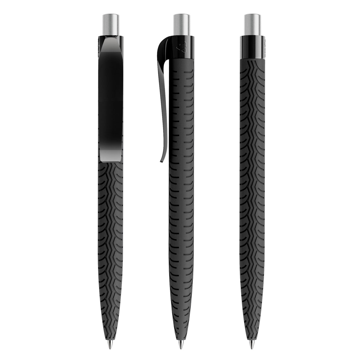 prodir QS03 Soft Touch Druckkugelschreiber Reifenprofil – Schwarz / Silber satiniert R75 S