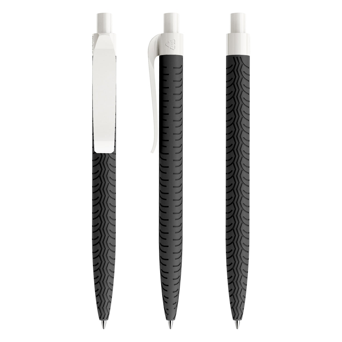 prodir QS03 Soft Touch Druckkugelschreiber Reifenprofil – Schwarz / Weiß R75-P02