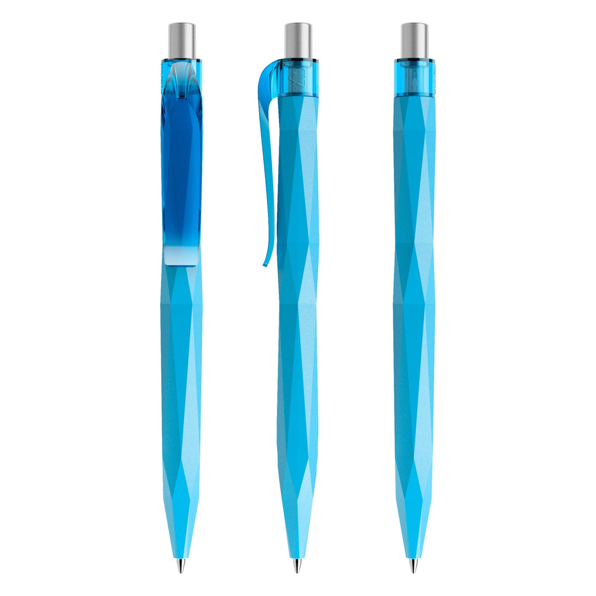 prodir QS20 Druckkugelschreiber facettiert matt – Cyanblau / Silber satiniert M58 S