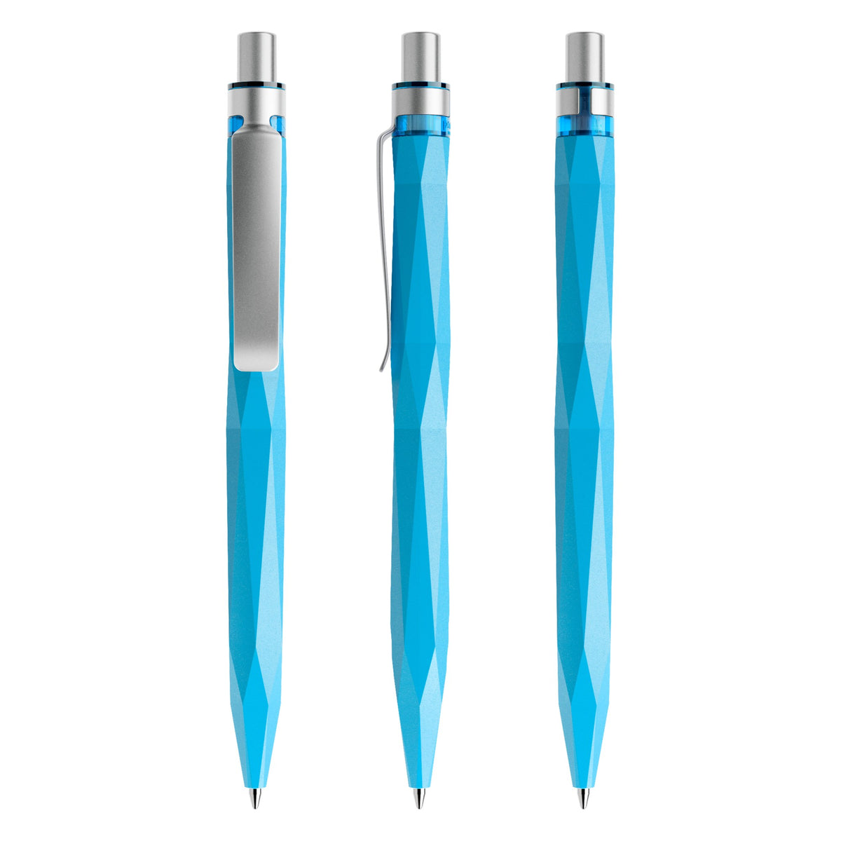 prodir QS20 Druckkugelschreiber matt mit Metallclip – Cyanblau / Silber satiniert M58-S70 S