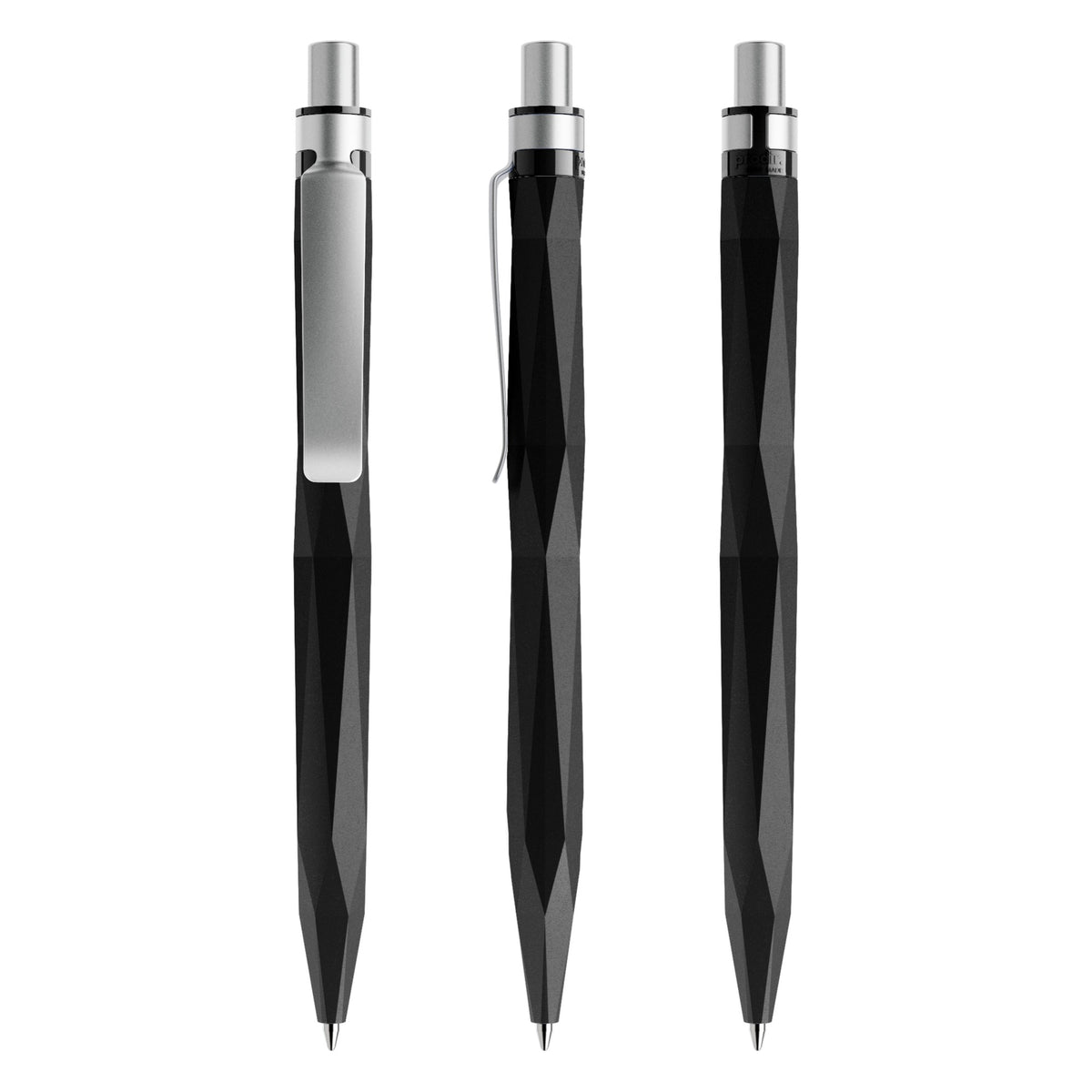 prodir QS20 Druckkugelschreiber matt mit Metallclip – Schwarz / Silber satiniert M75-S70 S