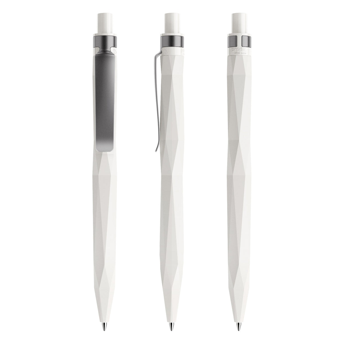 prodir QS20 Druckkugelschreiber matt mit Metallclip – Weiß / Graphit M02-S75