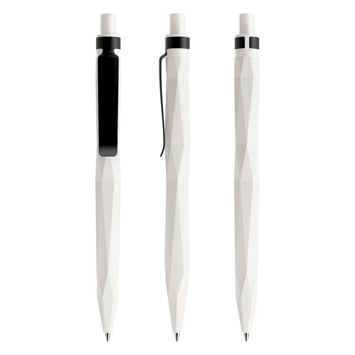 prodir QS20 Druckkugelschreiber matt mit Metallclip – Weiß / Schwarz M02-S80