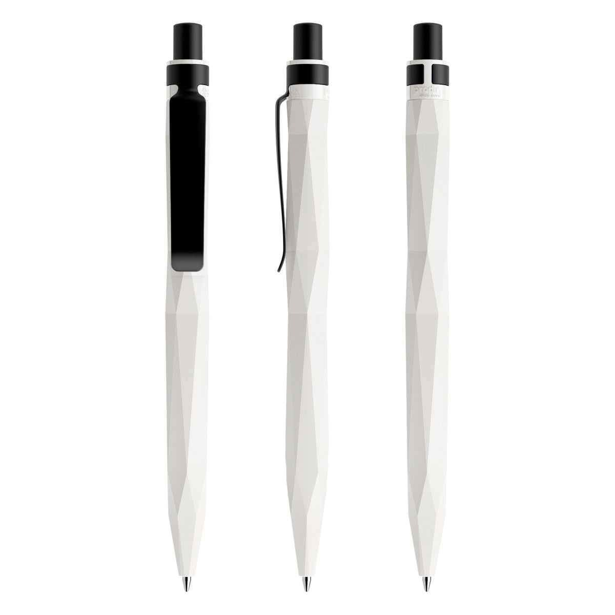 prodir QS20 Druckkugelschreiber matt mit Metallclip – Weiß / Schwarz satiniert M02-S80 S