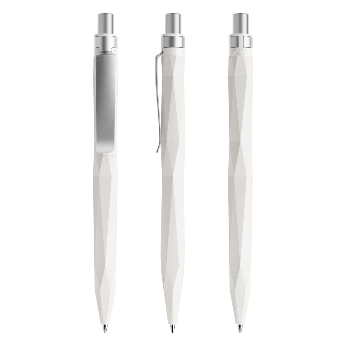 prodir QS20 Druckkugelschreiber matt mit Metallclip – Weiß / Silber satiniert M02-S70 S