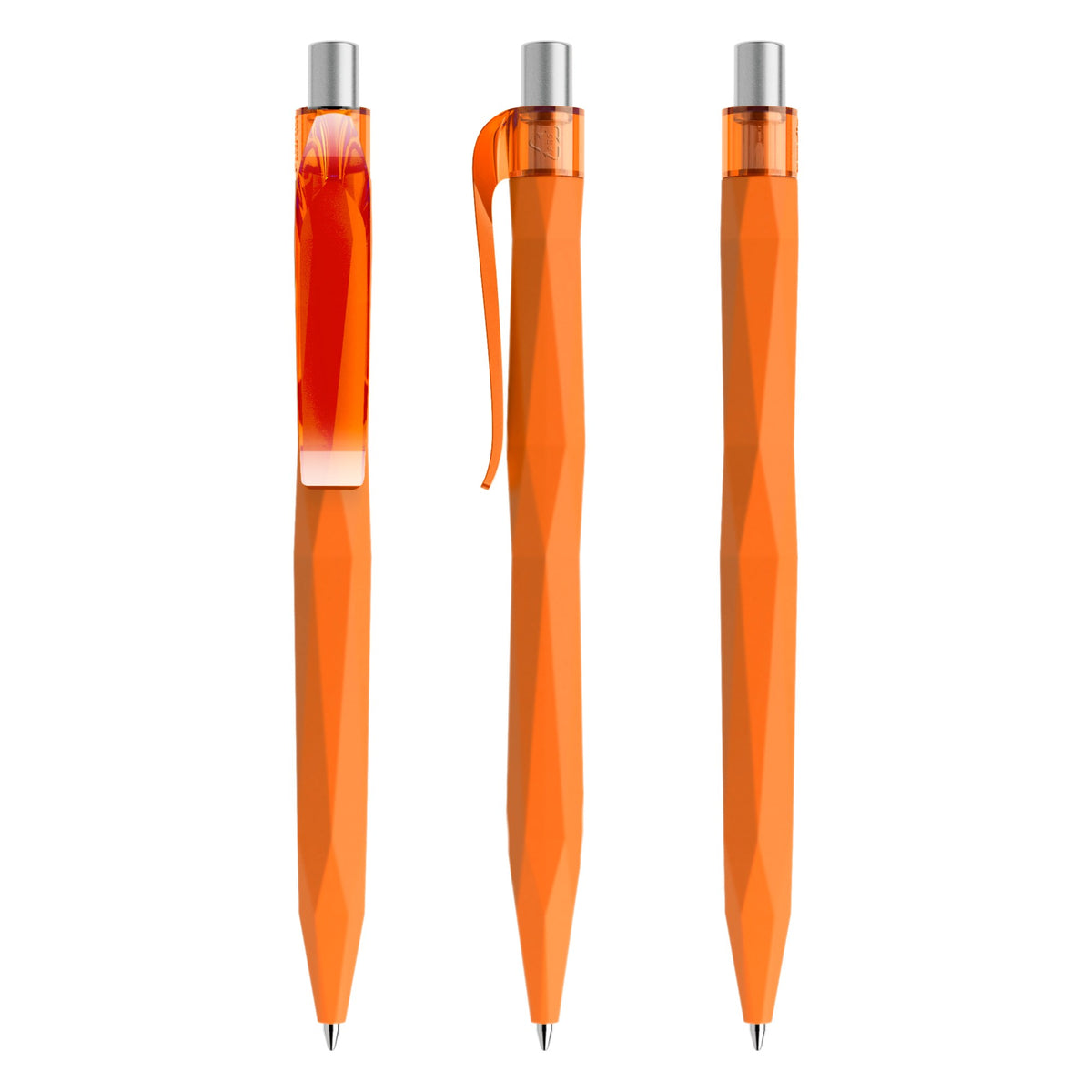 prodir QS20 Soft Touch Druckkugelschreiber facettiert – Orange / Silber satiniert R10 S
