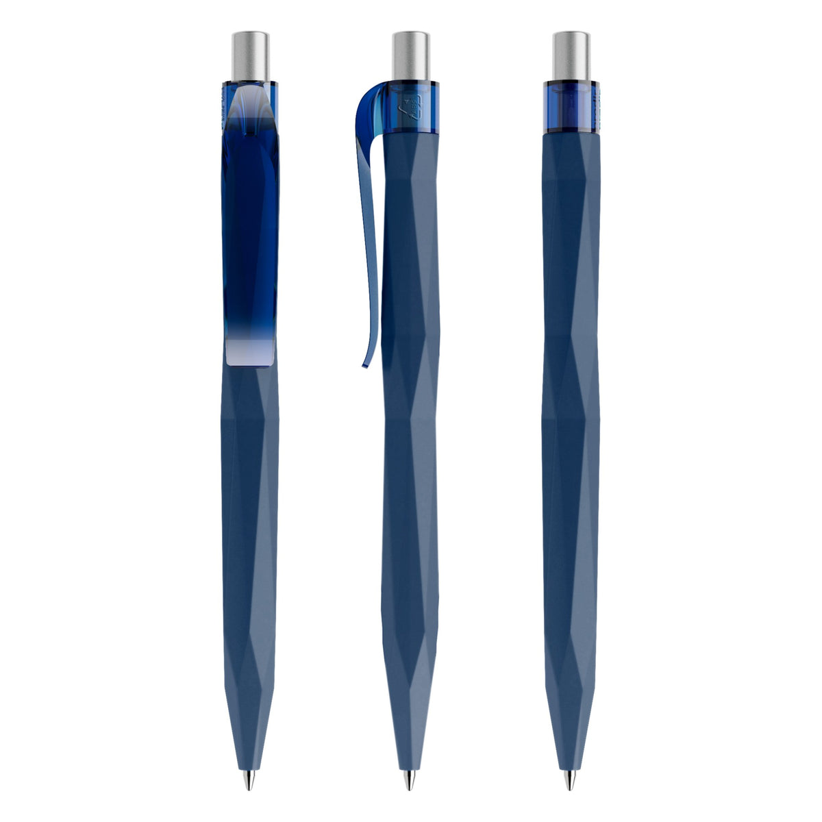 prodir QS20 Soft Touch Druckkugelschreiber facettiert – Sodalithblau / Silber satiniert R62 S