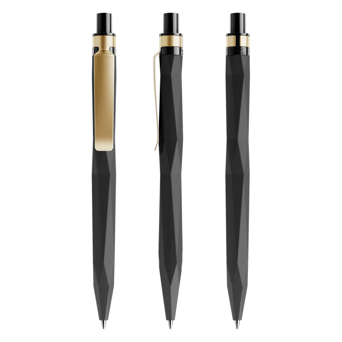 prodir QS20 Soft Touch Druckkugelschreiber mit Metallclip – Schwarz / Gold R75-S13