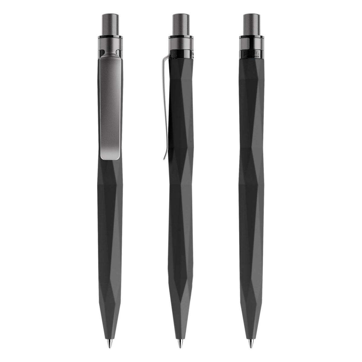 prodir QS20 Soft Touch Druckkugelschreiber mit Metallclip – Schwarz / Graphit satiniert R75-S75 S